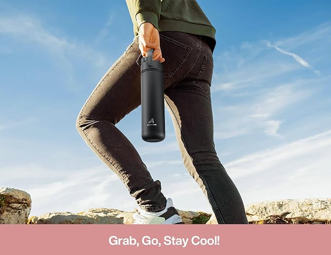 POWCAN 26 oz Insulated Water Bottle with 2-in-1 Straw and Spout Lid, Keep Cold 24H, Leak-Proof, Fits in Car Cup Holder, Stainless Steel Water Bottle for Gift, Home, Trip, Daily Outings (Furry Friends)