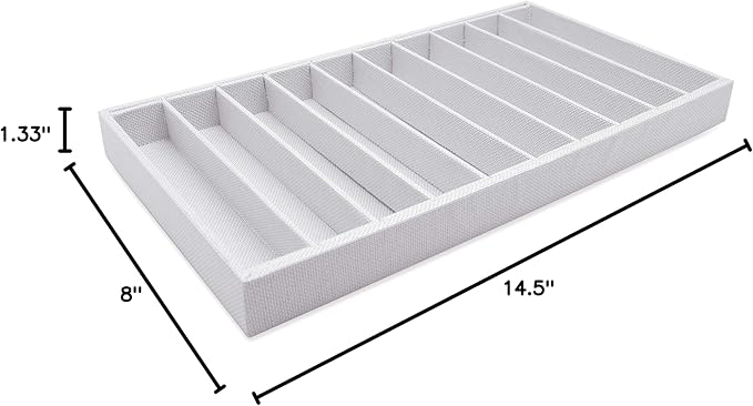 The Display Guys - Stackable Jewelry Tray and Organizer - for Drawers, Dressers, Store Display (10 Compartments, White Burlap)