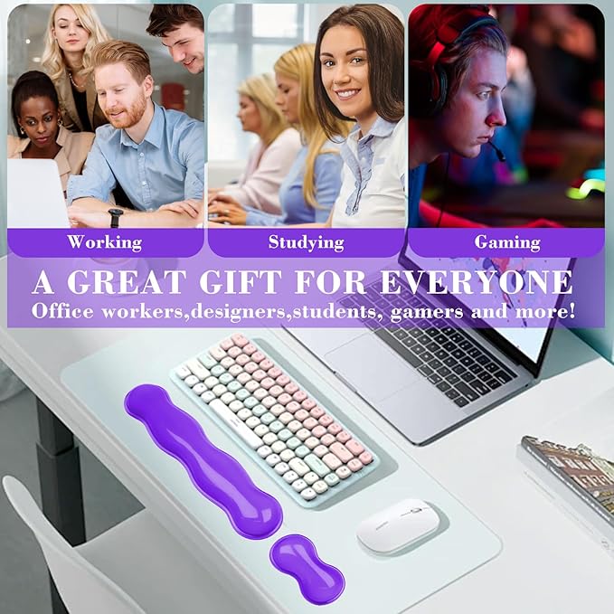 ABRONDA Gel Wrist Rest for Keyboard and Mouse, Keyboard Wrist Rest, Mouse Wrist Support, Pain Relief, Cool Touch, Non-Skid, Mouse Wrist Pad
