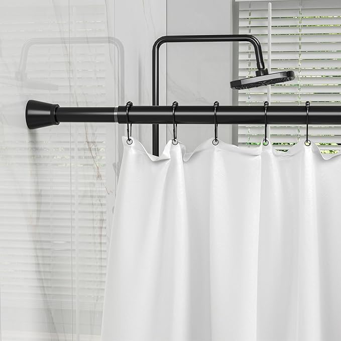 Tension Curtain Rod Black Tension Rod 40 to 183 Inch Spring Curtain Rods Non Slip Tension Rods 1pcs For Windows No Drilling Adjustable Tension Rods of Curtains Window Closet Kitchen Wardrobe