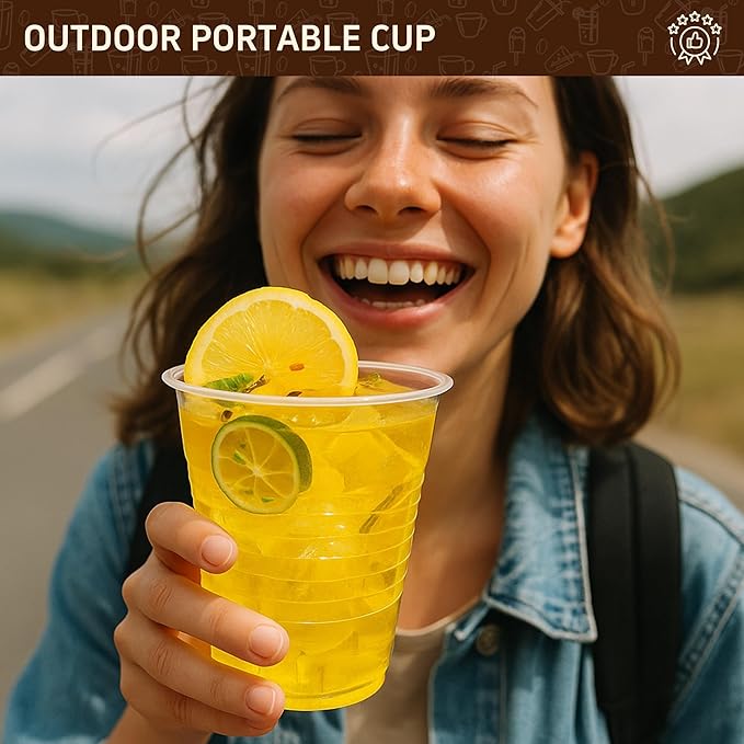 YEEHAW 12 oz Plastic Cups, 1000 Pack - Clear Disposable Drinking Water Cups for Cold Beverages, Ideal for Party