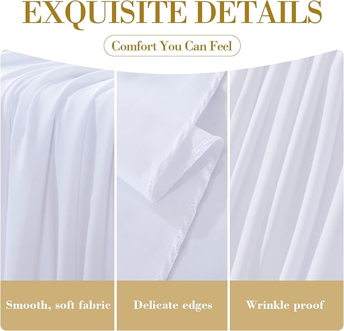 4 Pack White Round Tablecloths 60in White Round Table Cloth for Wedding Birthday Party Bridal Shower Reusable Washable Polyester Circle Table Cover for Kitchen Dining Buffet Cake Banquet Decorations