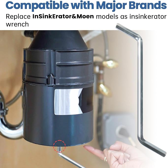 Garbage Disposal Wrench, Garbage Disposal Unjamming Wrench with 2 Garbage Disposal Allen Wrench, Garbage Unclogger to Dislodge Jams or Clutter from Above the Sink