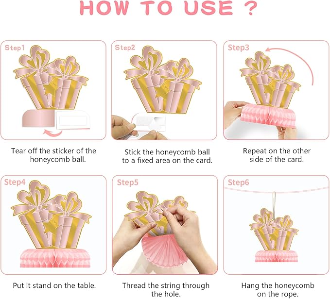 9Pcs 16th Birthday Decorations Pink Rose Gold Honeycomb Centerpieces for Girls, Happy 16th Birthday Table Centerpieces Party Supplies, Sixteen Year Old Birthday Table Toppers Decor