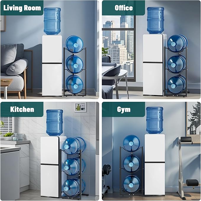 MYLOLF 5 Gallon Water Jug Holder : 4 Tier Water Jug Stand Holder for 5 Gallon Water Dispenser- 5 Gal Water Bottle Storage Rack Organizer for Home Kitchen Garage (3 Tier)