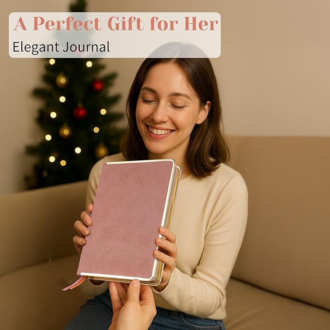 CAGIE Elegant Gold-Edged Journal for Women โ Aesthetic Vegan Leather A5 Notebook, 256 Pages 100GSM Thick Paper Hardcover Diary, Gift Journals for Writing