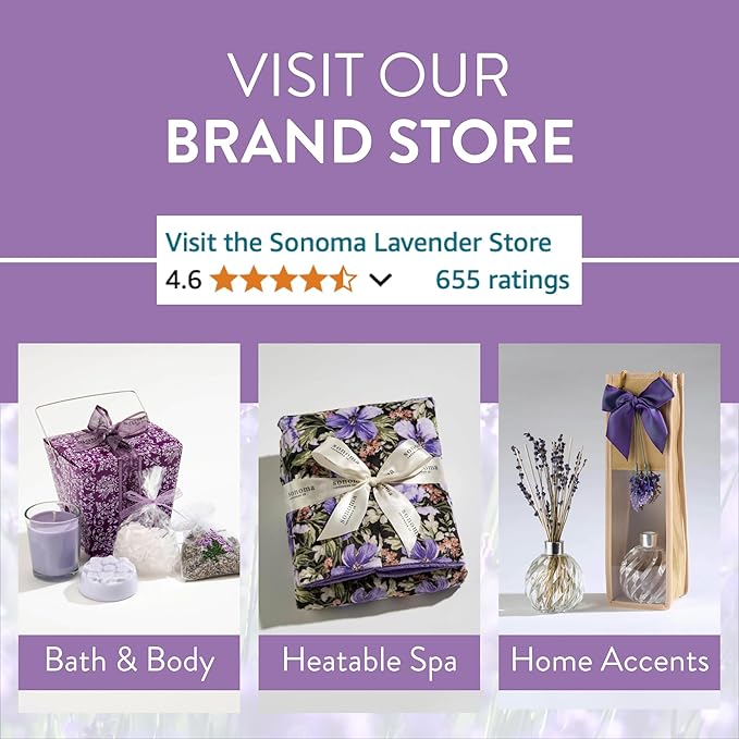 Sonoma Lavender, Lavender Bolster Roll, Microwaveable, Hot/Cold Neck Pillow, Soothing and Relaxing Pain Relief for Neck, Low Back or Behind The Knees, Removable/Washable Cover, (Embroidered Lavender