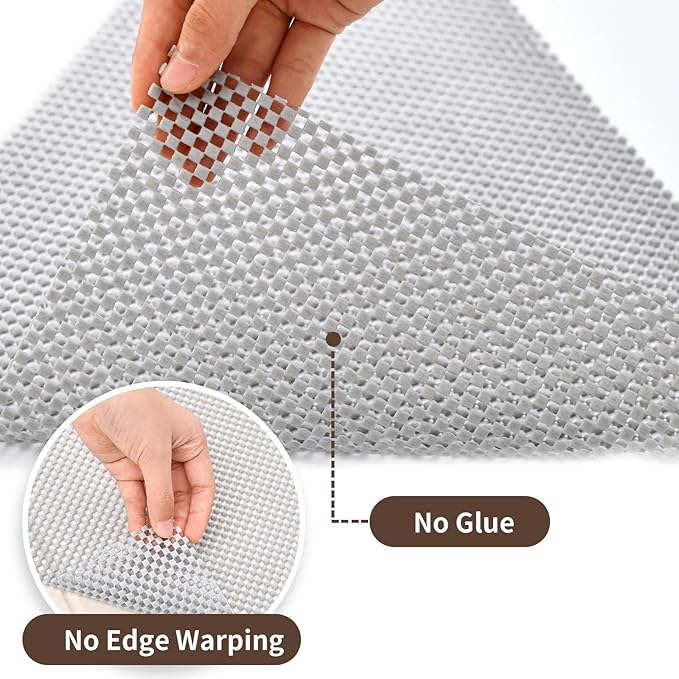 Drawer and Shelf Liner for Kitchen Cabinet: 23.6 in x 20 Ft Non-Slip Waterproof Shelf Paper, Non-Adhesive Refrigerator Liners, Light Gray, Easy Liners for Bathroom