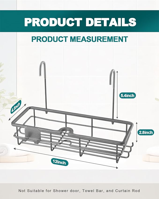 OrgCreator Rustproof Hanging Shower Caddy for Shower Chair, Stainless Steel Bathroom Basket for Bath Chair Bench,Showers Caddy Chair, Shampoo Bottle Holder for Elderly, Pregnant, Handicap, Patient