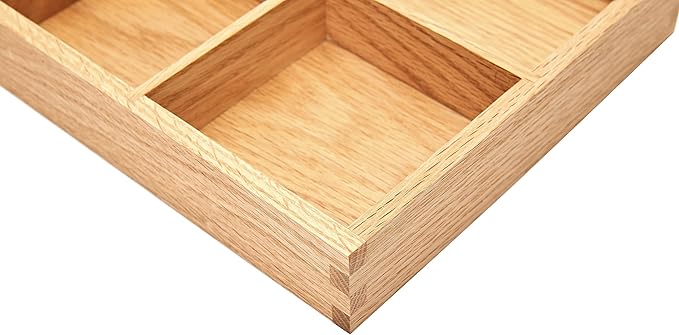 pandapark Wood Organizer Tray, Black Walnut, Desk & Drawer Storage Box (Oak Master-4)