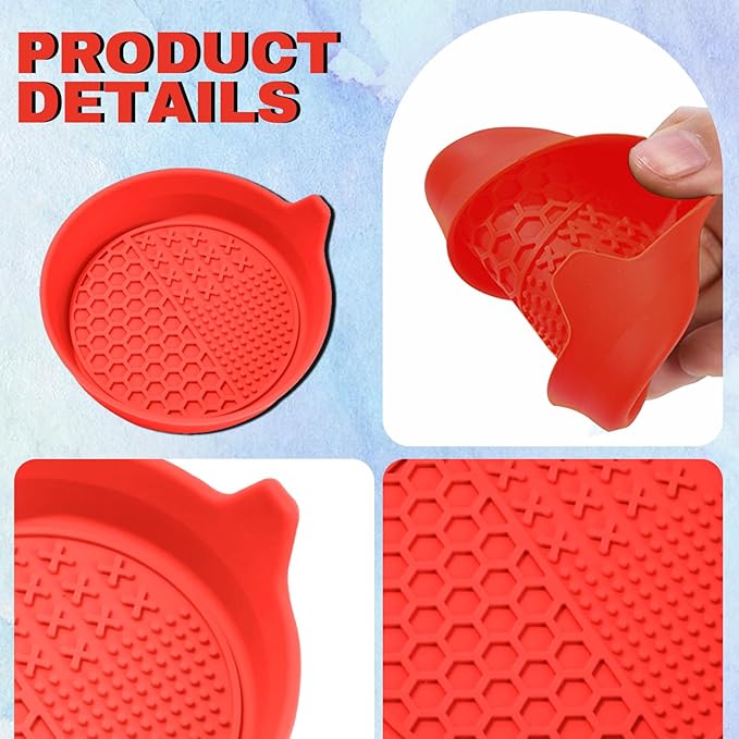 4PCS Car Cup Holder Coaster, Silicone Non-Slip Vehicle Insert Water Bottle Mat, Universal Insulation Drink Cup Pad Decor for SUV/Sedan/Truck, Automotive Interior Accessories (Red)