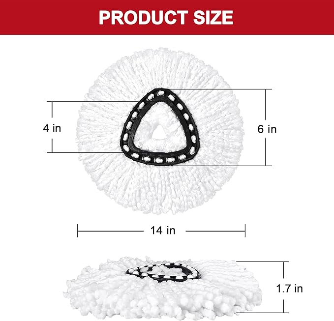 2 Pack Mop Replacement Heads for O-Cedar Spin Mop, Microfiber Spin Mop Refills, Easy Cleaning Mop Head Replacement Refill