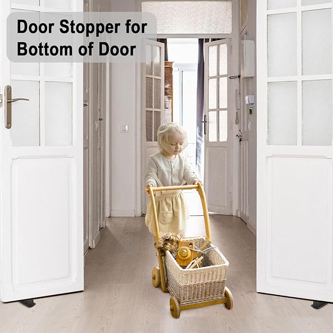 Beieverluck 36 Pack Door Stoppers for Bottom of Door Rubber Door Stop Wedge Sturdy Stackable Door Stops for Floor Wall Carpet Heavy Duty Door, Black