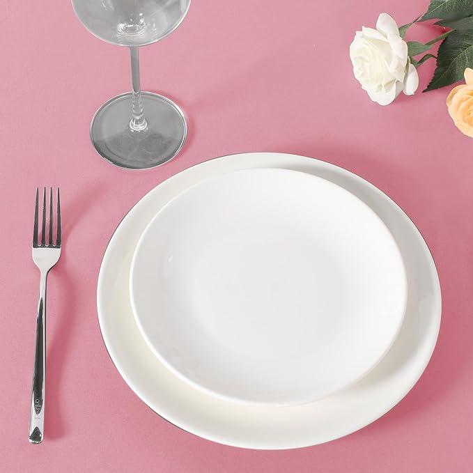 sancua Round Tablecloth 120 Inch Diameter, 8 Pack - Circle Polyester Fabric Table Cloth for Wedding Party Reception Banquet Birthday, Washable Formal Table Cover (Fit 48-96 Inch Tables), Pink