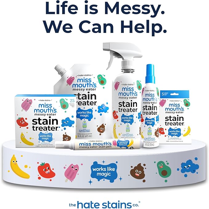 Miss Mouth's Messy Eater Stain Treater Spray - 4oz 2 Pack Stain Remover - Newborn & Baby Essentials - No Dry Cleaning Food, Grease, Coffee Off Laundry, Underwear, Fabric
