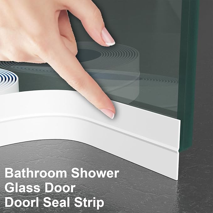Weather Stripping Door Seal, Silicone Strip for Frame and Gaps Draft Stopper, Glass Shower Door Sweep, White, 20 Feet x 3 Inch