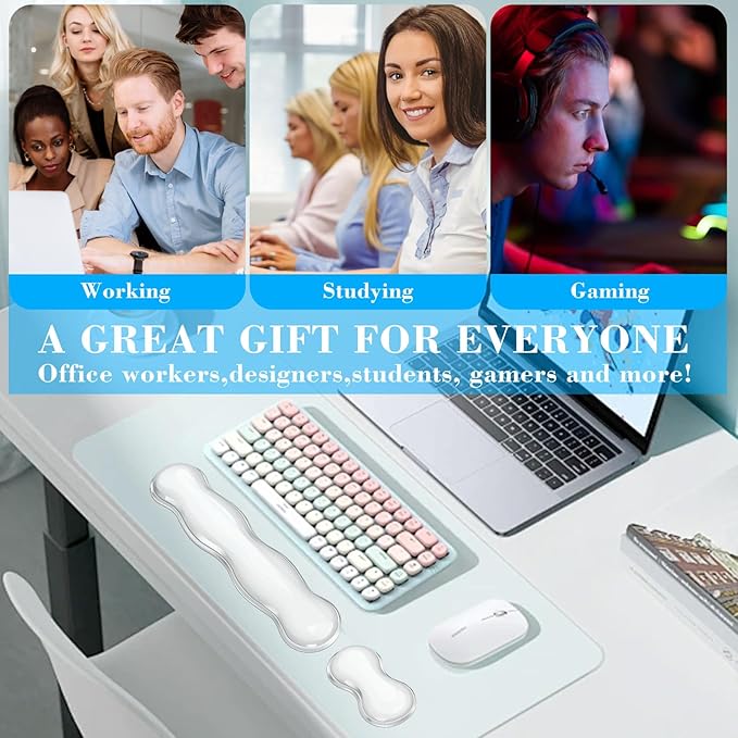 ABRONDA Gel Wrist Rest for Keyboard and Mouse, Wrist Rest for Keyboard, Mouse Wrist Support, Pain Relief, Cool Touch, Non-Skid, Keyboard Wrist Pad