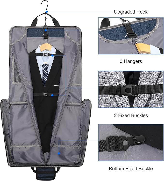 Modoker Carry On Garment Bags for Travel Hanging Clothes Suit Bag Luggage Organizer, Foldable Suit Carrier Gift for Men Women