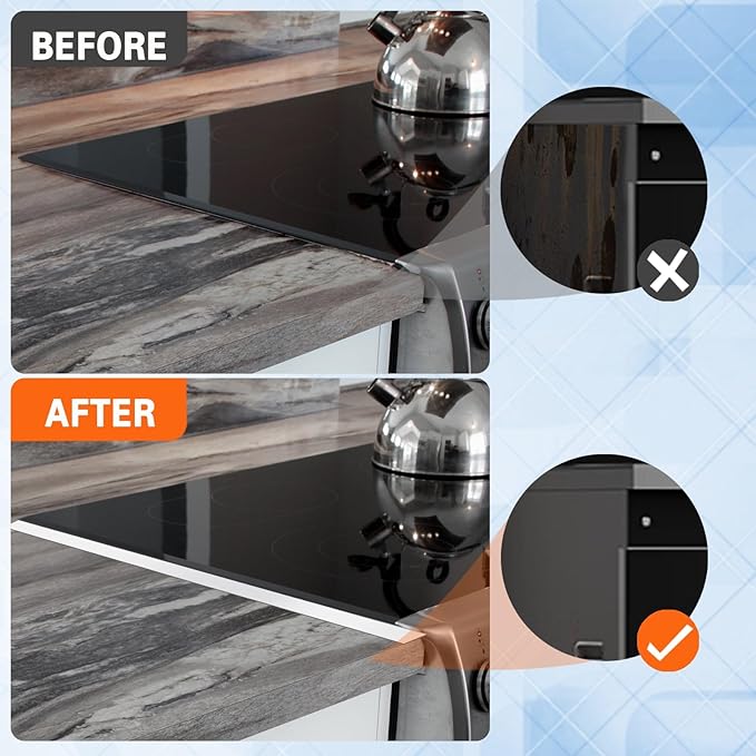 Stove Gap Covers Stainless Steel, 2 Pack Stove Gap Filler Easy Retractable Length 13.8" to 27.5", Width 0.79" ALMCALS Stove Gap Guards Range Trim Kit, Heat Resistant Guard Between Stove Top & Counter