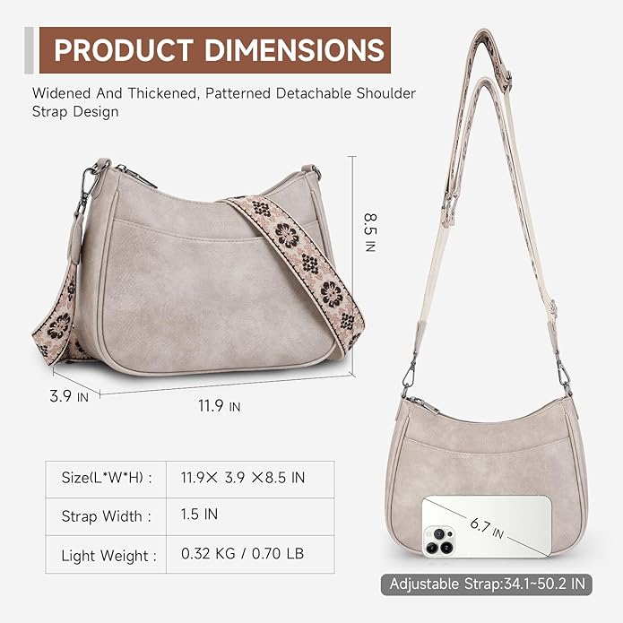 APHISON Trendy Leather Crossbody Purse with Adjustable Strap, Women's Shoulder Handbag