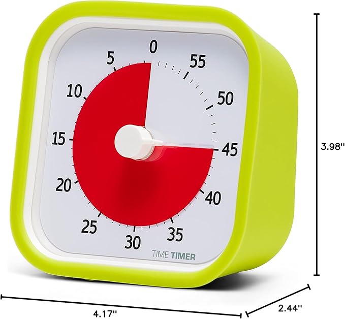 TIME TIMER 60 Minute MOD Education Edition — Visual Timer for Kids Classroom Learning, Elementary Teachers Desk Clock, Homeschool Study Tool and Office Meetings with Silent Operation (Lime Green)
