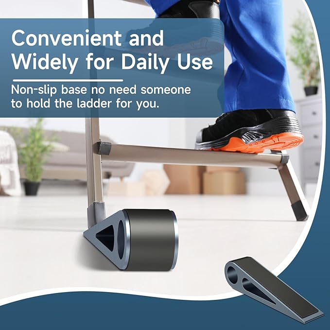 4 Pcs Heavy Duty Door Stopper for Bottom of Door, Aluminum & Rubber Door Stop Wedge- Keep Doors Open in Home, Apartment, Office, Hotel, 4.92L*1.02W*1.22H Inch, Blue
