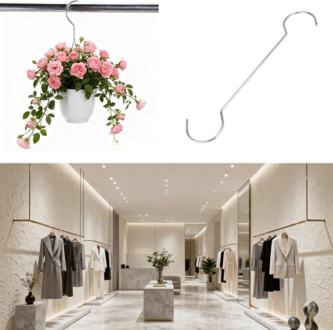30 Pack 12 Inch Long S Hooks, Metal Extra Large S Hooks for Hanging Kitchenware Plants, Silver