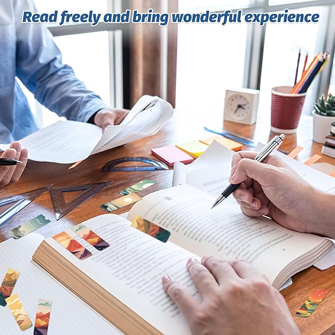 96 Pieces Magnetic Bookmarks Magnet Page Markers - Book Marks for Reading Women & Men with Storage Boxes - Cute Magnet Bookmark Clips for Reading Pleasure(Landscape)