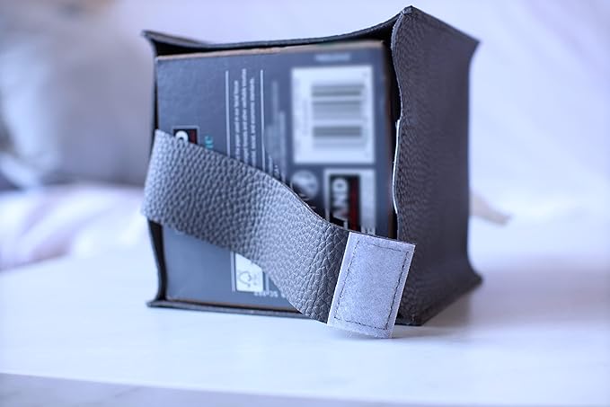 Tissue Box Cover Holder, Square with Bottom Belt by Carrot's Den - PU Leather Decorative Organizer for Tabletop, Bathroom, Car, Office (Light Blue)