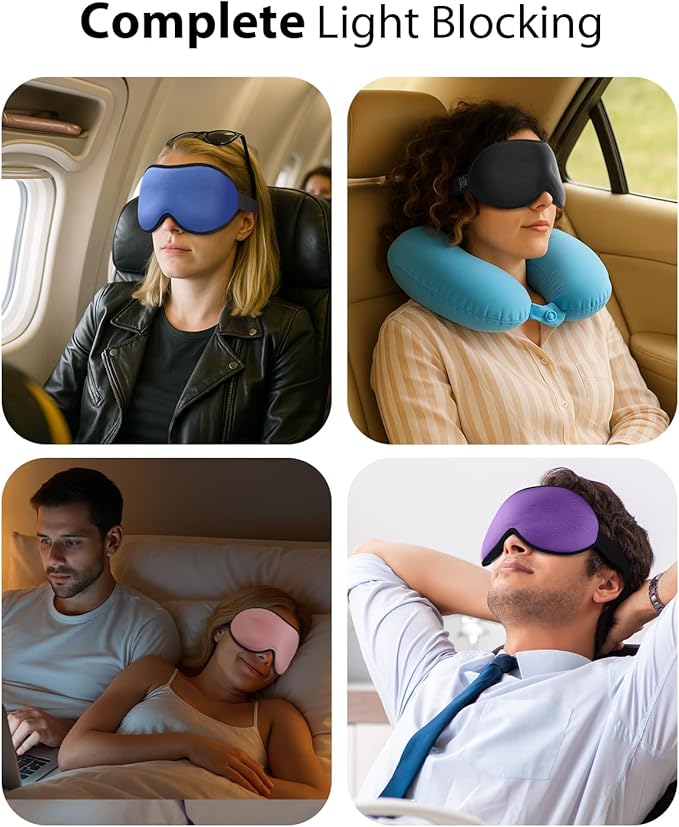 MABAO Weighted Sleep Mask - 100% Blackout Eye Mask for Sleeping for Women Men, 3D Contoured for Lash Extension, Zero Eye Pressure Memory Foam Cover, Soft Gentle Pressure Blindfold for Travel - Black
