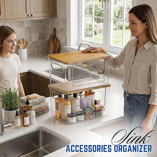 Acrylic Trash Bag Dispenser, Stackable Garbage Bag Organizer & Holder Dispenser, Clear Trash Bag Organizer for Under Sink, Kitchen Drawer Storage, Dishwasher Pods Container & Bag Holder