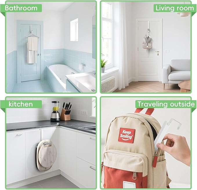 Over The Door Hooks, Over The Door Clothes Hanger with 10 Ridges, Space-Saving Over The Door Drying Rack, Door Hooks for Hanging Clothes, Larger Capacity Over The Door Hanger (1, White)