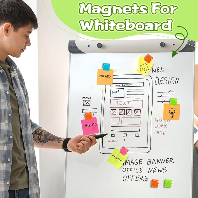Grtard 6 Pack Magnetic Clip 1.8Inch, Colorful Refrigerator Clip Magnets, Clip with Magnet, Heavy Duty Refrigerator Magnets, Magnet Clips for Whiteboard, Fridge, Note List, Photo Displays, Locker