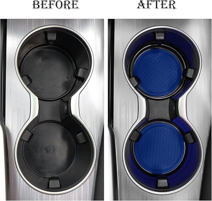 SINGARO Car Cup Coaster, 4PCS Universal Non-Slip Cup Holders Embedded in Ornaments Coaster, Car Interior Accessories, Grey Blue