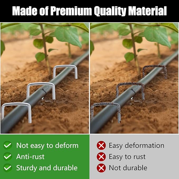 FEED GARDEN 6 Inch 25 Pack Galvanized Landscape Staples 11 Gauge Anti-Rust Garden Stakes SOD Pins Yard Stakes
