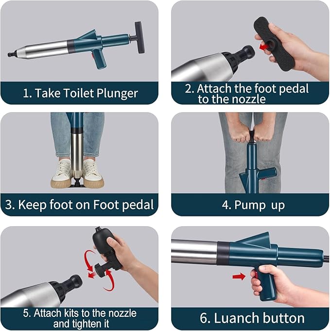 High Pressure Air Toilet Plunger, Plunge Blaster Unclogger Tool for Toilet clearning,Drain unclogging/Bathtub unclog,Remove Sewer Blockage