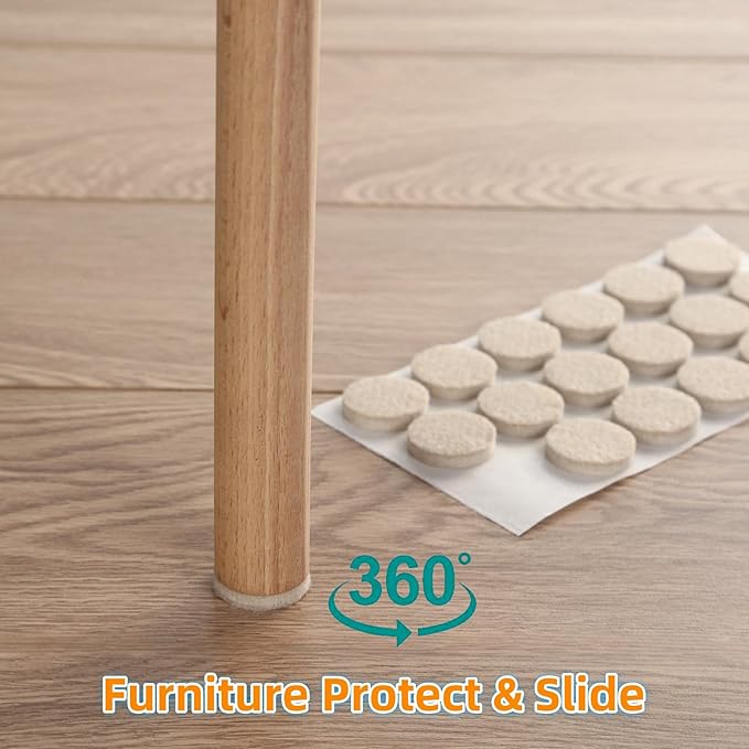 Furnigear Felt Pads Small 3/8" Felt Pads for Cabinet Doors Bumpers, Cabinet Cushion Dots Felt Cabinet Door Stops, Self Adhesive Thick Bumper Pads to Protect Surfaces -Anti Scratch 234 Pcs Round Beige