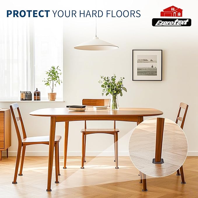 Ezprotekt 1 3/4" Non-Slip Furniture Pads, 16 Pcs Anti-Slip Furniture Caster Cups, Furniture Coasters for Hardwood Floors, Furniture Stoppers to Prevent Sliding - Prevent Floor Scratches, Brown/Black