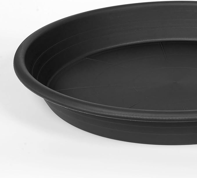 Grjoprt 2 Pack of 14 inch Plant Saucer, Plastic Plant Saucer 14 inch, Bird Bath Bowls, Heavy Duty Plant Tray for Pots, Plant Saucers for Indoors Planter, Garden Water Plate 12"/13"/14" (Black)