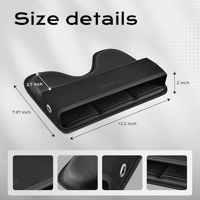 Coverado Universal Car Seat Gap Filler Organizer, Premium Suede Leather Car Seat Side Gap Filler, Seat Gap Storage Box for SUV Truck, Car Interior Accessories