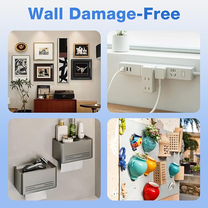 60 Pairs Heavy Duty Picture Hanging Strips - Large Adhesive Wall Hooks for Frames and Posters, Damage-Free No Nail Picture Hangers, Easy Removal, Refill Mounting Strips for Wall Decor