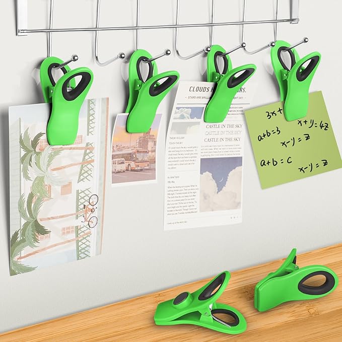 12 Pack Magnetic Chip Clips Bag Clips, Clip for Food Packages, Kitchen Clip with Magnet for Refrigerator, Green Plastic for Food Storage, Chips and Snack