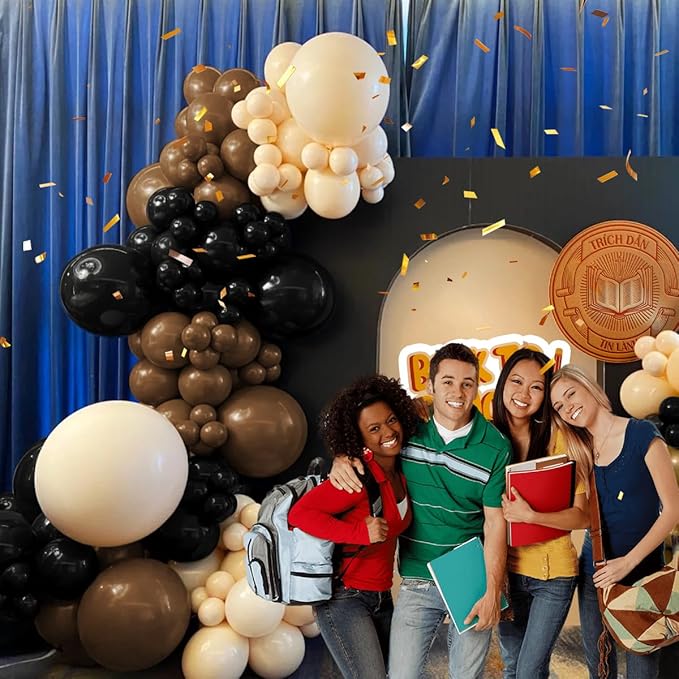 MEBAY Black Brown Nude Balloon Garland Arch Kit, 155Pcs Latex Balloons Different Size 18 12 10 5 inch for Boy First Rodeo, Wild West Country Birthday, Farm Fiesta Party Decorations