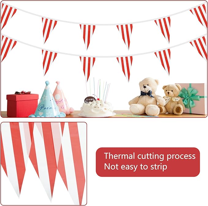 BEISHIDA 100ft 48pcs Red and White Checkered Racing Pennant Flags Banner, Reusable Bunting String Triangle Flags, New Year Party Decoration, Kids Birthday, Indoor and Outdoor Events