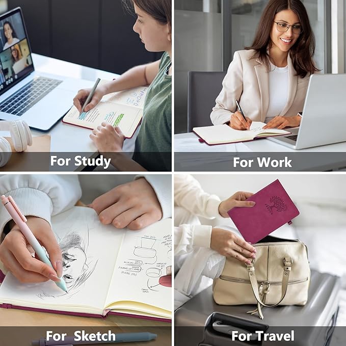 Blank Journal Ntebook for Men & Women, 160 Pages Blank Journals for Writing, Drawing,Sketch Book,5.9" x 8.5" Leather Sketchbook, Unlined Notebook for Work, School, Art - Burgundy