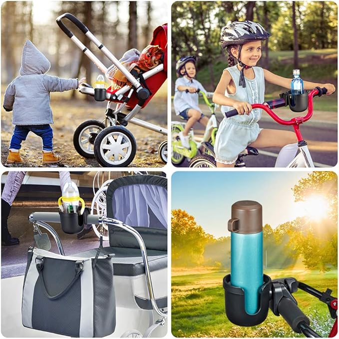 JOYTUTUS Wheelchair Cup Holder, Rollator Cup Holder, 4 Flexible Tabs with Hook Drink Holder for Walker, Scooter, Stroller, Mobility