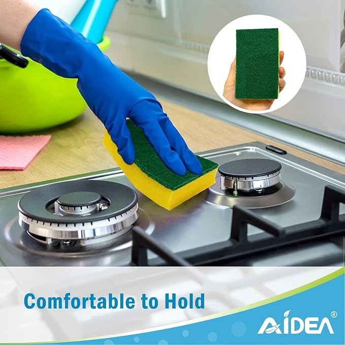 AIDEA Sponges Kitchen, 24 Pack Heavy Duty Dish Sponge, Cleaning Dish Scrubber Sponge for Home and Kitchen, Stink-Free Cleaning Supplies for Pots, Pans