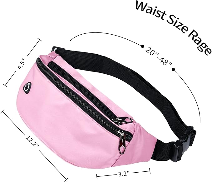 Fanny Packs for Men and Women, Waterproof Sports Waist Pack Bag for Travel Hiking Running Hands-free
