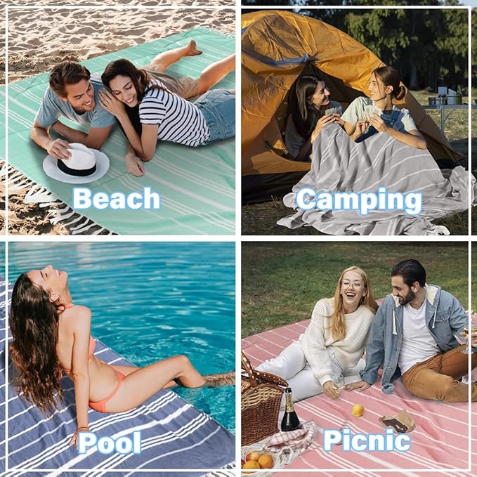 Giant Turkish Beach Towel Blanket 85x75 Cotton XXL Extra Large Oversided Bath Pool Blankets XL Huge Bed Sand Free Throw Towels Picnic Outdoor Big Quilt Necessities Cloud Gifts for Adult Beige