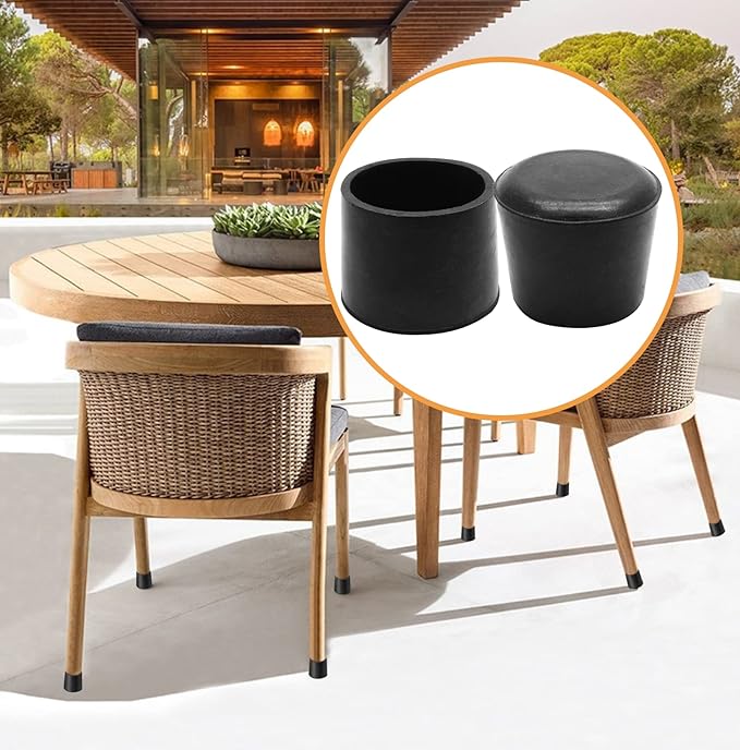 Piutouyar Round PVC Rubber Furniture Covers, 38mm / 1.5 Inches Table Chair Leg Tip Protectors, Non-Slip End Cap for Protect Surfaces, Black (16Pcs)